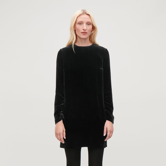 cos blue velvet dress